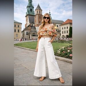 Anthropologie NWT Pilcro Corset Mid-Rise A-Line Wide-Leg Jeans size 26.